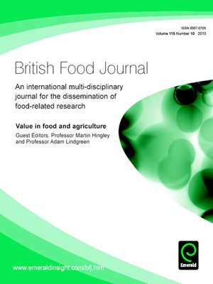 cover image of British Food Journal, Volume 115, Issue 10